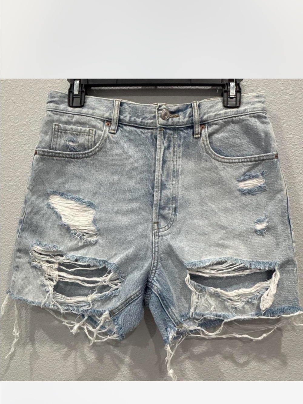 PacSun Light Blue Distressed High-Rise Jean Shorts